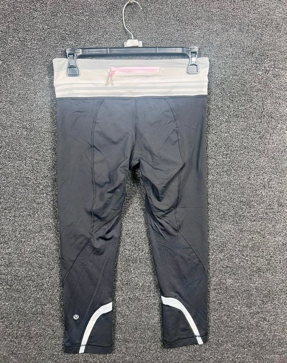 Lululemon Run Inspire Cropped Leggings Pants Womens Size 6 Black Gray Pink